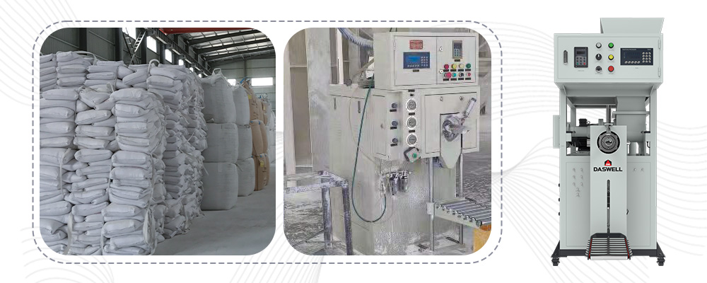 Industrial Powder Packaging Machine Daswell powder packaging machine with finished bags and on-site packaging operation