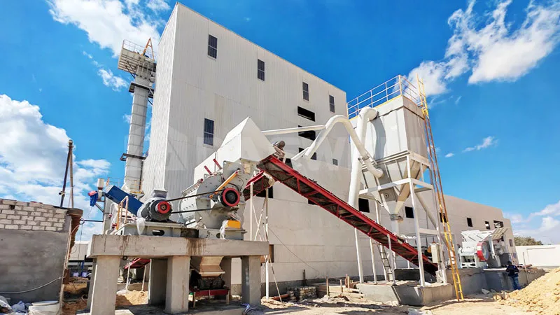 Crushing plant for calcium carbonate pre grinding